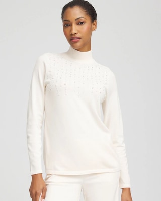 Ella Embellished Mockneck Sweater | Chico's